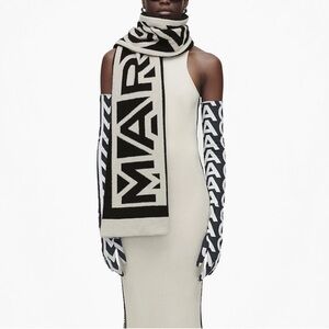 Marc Jacobs The Flock Logo Stripe Scarf